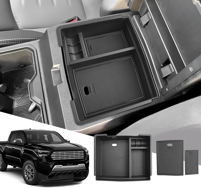 SXCY for 2024 2025 2026 Toyota Tacoma Center Console Organizer for 2024 2025 2026 Tacoma Accessories for 2024-2026 Toyota Tacoma Console Organizer Tray 2026 Tacoma Limited Accessories (w/USB Hole)