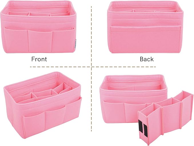 Vercord Felt Purse Organizer Handbag Insert Liner Shaper Bag in Bags for Speedy Neverfull Tote Pink Medium