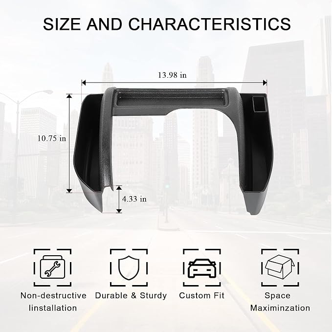 JeCar for JK Gear Tray Center Console Gear Shift Storage Organizer for 2011-2018 Jeep Wrangler JK JKU with Auto Transmission (Black)