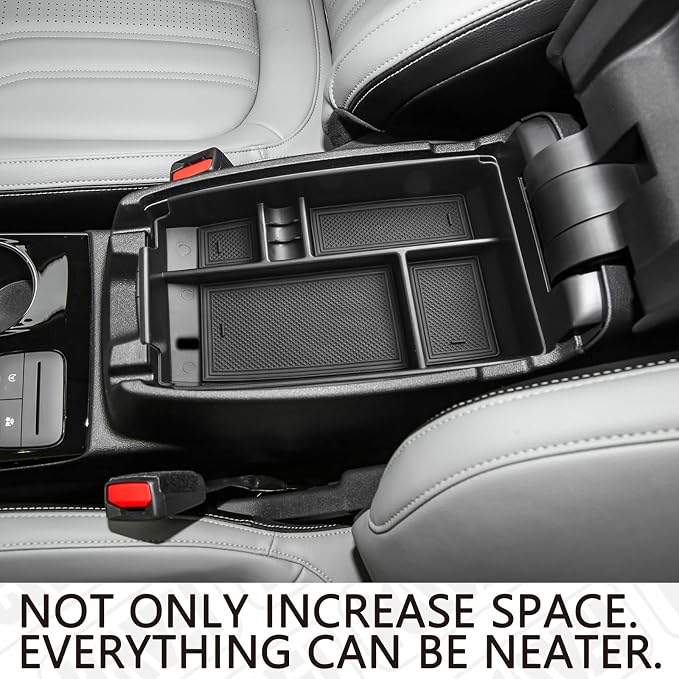 HGWEI Center Console Organizer Tray Compatible with Ford Escape 2020-2026/Bronco Sport 2021-2025 Accessories, Insert Container ABS Secondary Armrest Storage Box (Not for U725 2-Door), Black