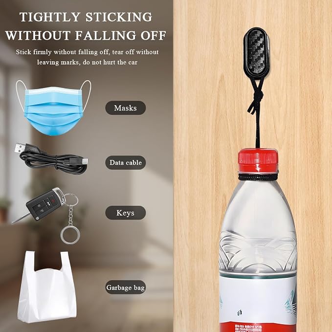 Wevdn 4 PCS Car Mini Hook, Fashion Multifunctional Wall Hanging Hooks, Durable Strong Self-Adhesive Backseat Hangers, Vehicle Hook Stickers for Keys USB Mask Earphone Cable (Carbon Fiber)