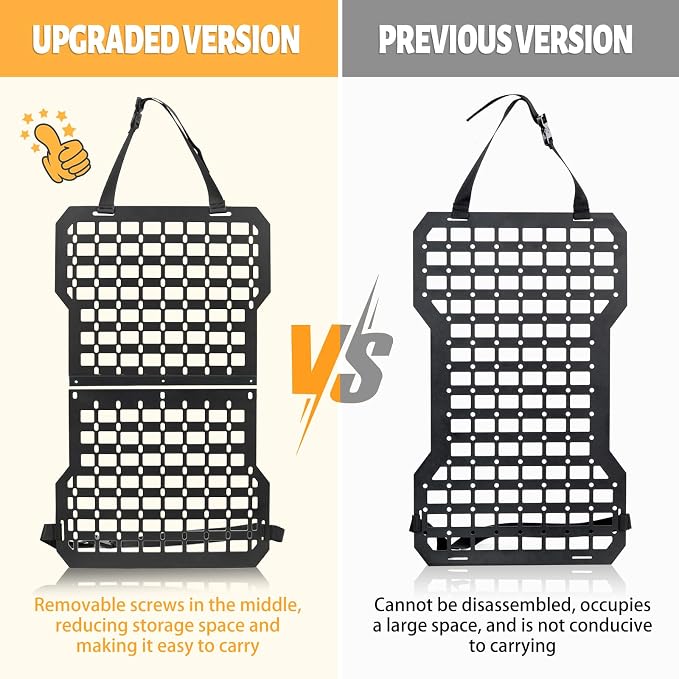 MAIKER Rigid Molle Panels for Vehicles Truck Mount Rack Tactical Seat Back Organizer Versatile Panel with 3 Storage Bag & 5 Hook and Loop Fasteners & 2 Elastic Rope for Storage Gears Accessories