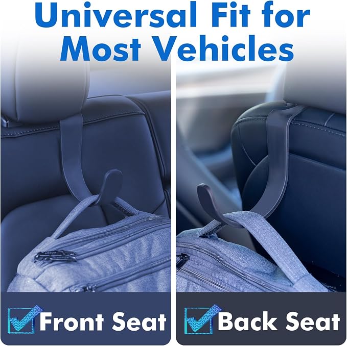Travel Depot XL Hard Hat Holder for Truck, Heavy-Duty Headrest Hooks, Seat Back Organizer for Hard Hats, Bags & Gear, Universal Truck & Car Headrest Organizer, 2-Pack