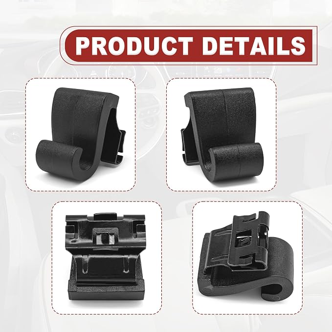 Door Sun Shade Hook Clips, Compatible with Chrysler Voyager 2017-2022, Pacifica 2017-2022, Window Shade Hook Replace OE #5XR76DX9AA (2 pcs Black)