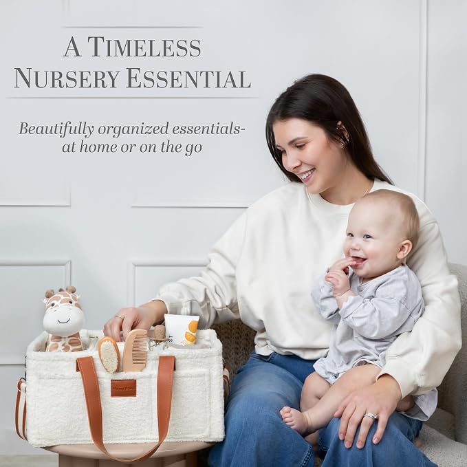 Momy & Me Diaper Caddy Organizer with Handle – Portable Baby Organizer and Storage Caddy for Nursery, Car, and Home | Compact Diaper Storage Basket for Newborn Essentials
