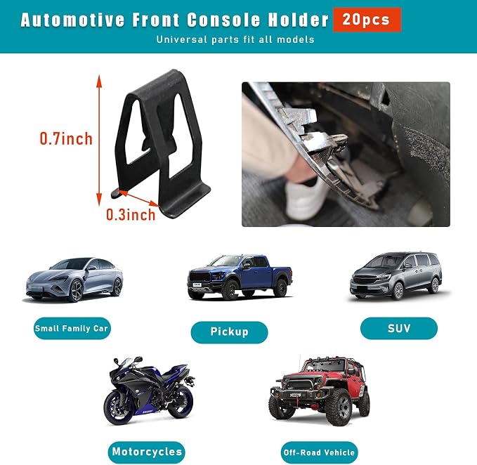 Augeny 20 PCS Dashboard Trim Clips, Metal Car Front Console Dash Retainer, Universal Automotive Dashboard Trim Clip, Vehicle Interior Clip Fasteners Replacement for Most Cars
