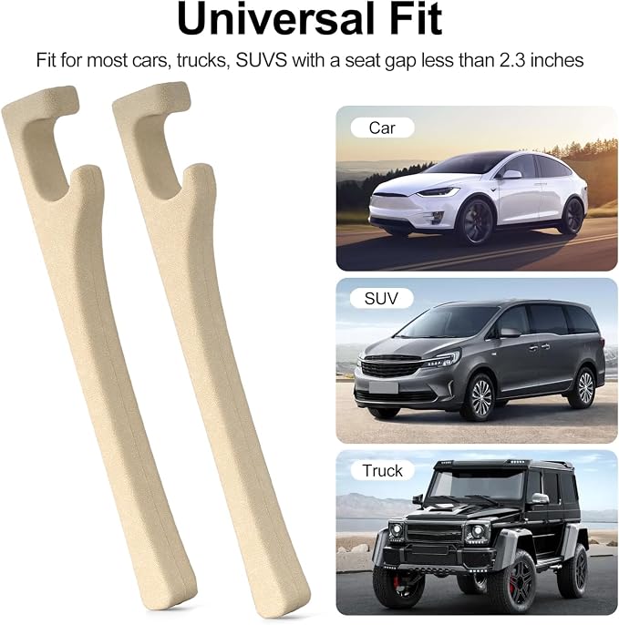 JAGASOL Car Seat Gap Filler, Universal Fits Car SUV Truck PU Leather Crevice Blocker, Between Seat and Center Console, Stops Cellphone Wallet Keys Coins from Dropping, 2 Pack Beige