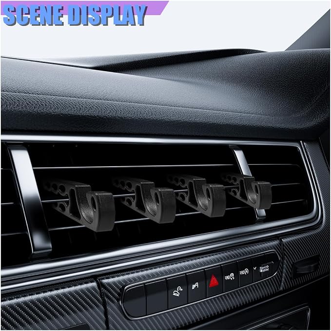 Car Air Vent Hook Hanger, Multifunctional Automotive A/C Vent Storage Organizer, Mini Vehicle Interior Phone Holder Accessories for Earphone Cable, Key, Sunglass, Bag(4PCS)