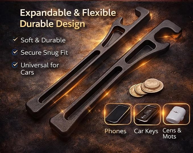 Car Seat Gap Filler 2-Pack – Universal Seat Gap Plug with Storage Slot, Prevents Items Falling Between Seat & Console, Flexible Fit for Cars, SUVs, Trucks & Sedans