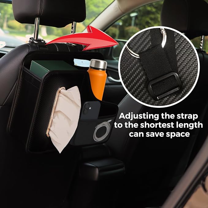 Car Tissue Holder,Back Seat Organizer with Cup Holder,Multifunctional Car Headrest Seat Back Storage,Large Tissue Box Cover Fit for 100-130 Regular Size Tissues(2pcs)