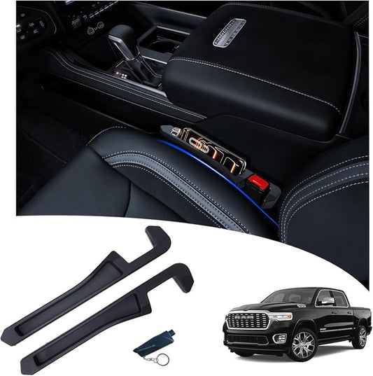 Half-Sized Seat Gap Filler Compatible with 2019-2026 RAM 1500 2500 3500| Zero Obstruction to Lower Center Console Storage | Anti-Drop Organizer | Window Breaker Interior Accessories