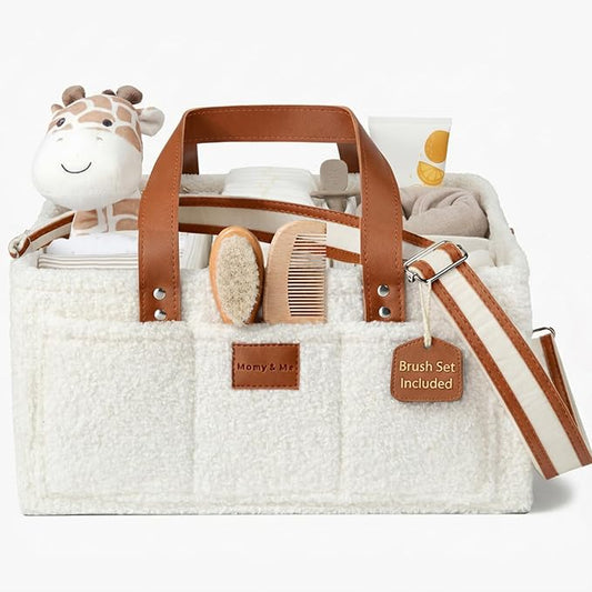 Momy & Me Diaper Caddy Organizer with Handle – Portable Baby Organizer and Storage Caddy for Nursery, Car, and Home | Compact Diaper Storage Basket for Newborn Essentials