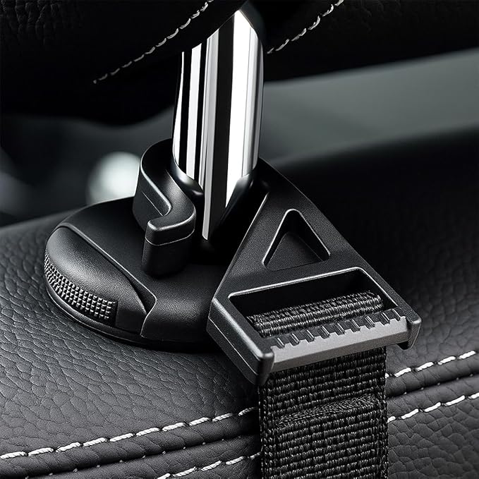 4PCS Car Headrest Hooks, Vehicle Seat Front ＆ Back Storage Hanger with Clip, 360° Adjustable Automotive Organizer Accessories for Purse Bags Grocery, Universal for Most Vehicles