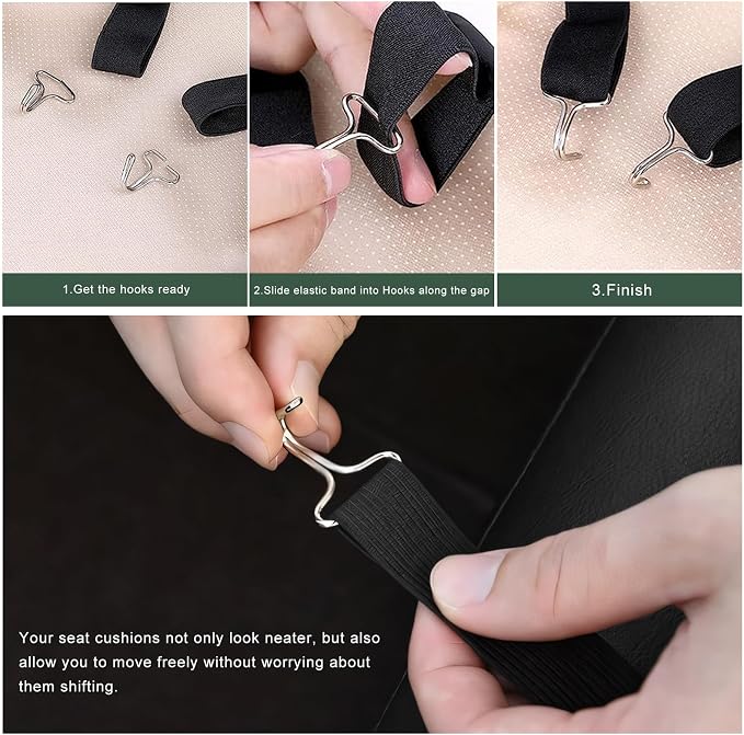 10 PCS Car Seat Cover Hooks, Metal Auto Seat Cushion Fixing Hanger Fastener Hook, Universal Headrest Cover Locking Clip Replacement for Cars Trucks SUVs, Car Accessories
