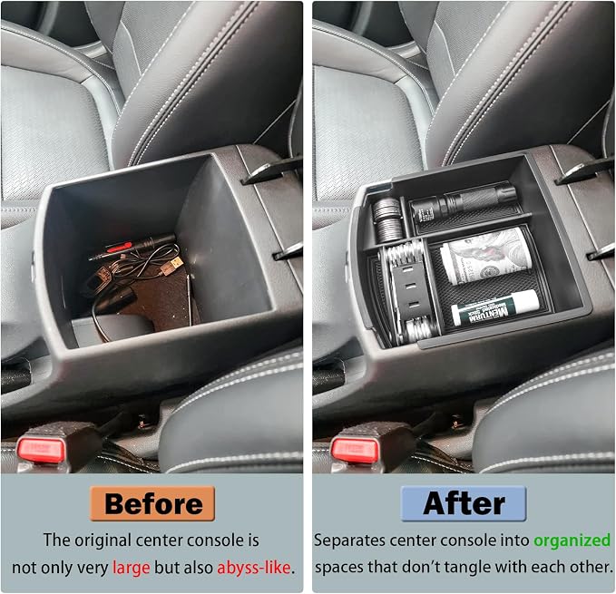 RUNROAD Center Console Organizer Tray Compatible with Hyundai Kona 2018-2023 Accessories, Insert Armrest Tray Console Storage Box Kona Organizer ABS Dividers Coin Holder, Black