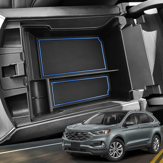 for 2024 Ford Edge Center Console Organizer Tray for 2021-2024 Edge SE/SEL/ST-Line/Titanium/ST Middle Console Organizer Center Console Storage Tray for 2023 Ford Edge Accessories (Blue)