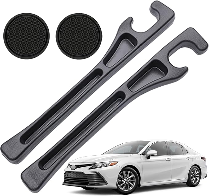 Pukonger Car Seat Gap Filler Compatible with Toyota Camry Accessories Seat Gap Plug Blocker with Storage Slot Organizer Non-Slip Car Cup Holder Coaster 2 Pack Black