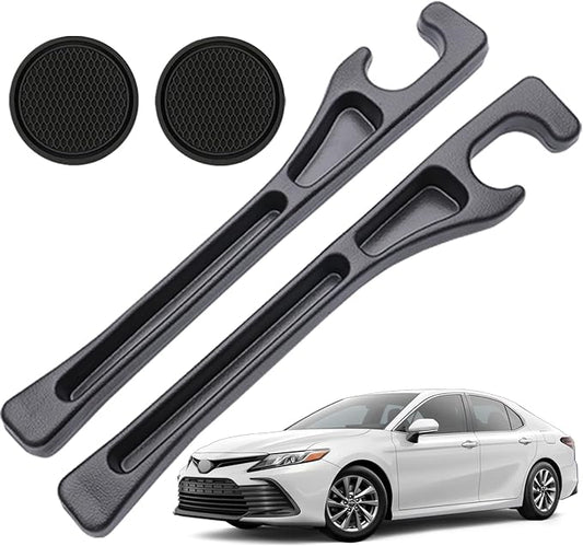Pukonger Car Seat Gap Filler Compatible with Toyota Camry Accessories Seat Gap Plug Blocker with Storage Slot Organizer Non-Slip Car Cup Holder Coaster 2 Pack Black