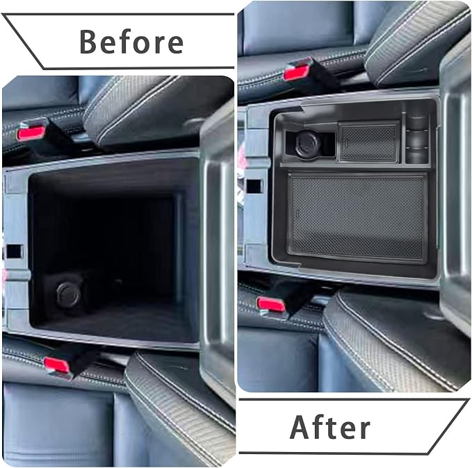 EDBETOS Center Console Organizer Tray Compatible with Nissan Frontier 2022 2023 2024 2025 2026 Pickup Truck Accessories Interior Secondary Armrest Storage Box Insert Tray, USB Cable Hole
