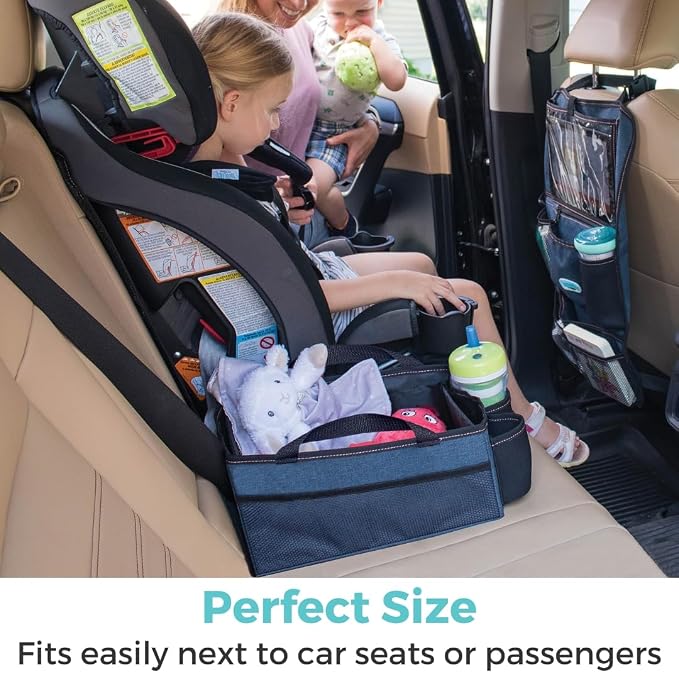 Toddleroo by North States - Car Organizer Caddy: Portable Diaper Caddy for Car - Baby Car Organizer & Storage - Navy