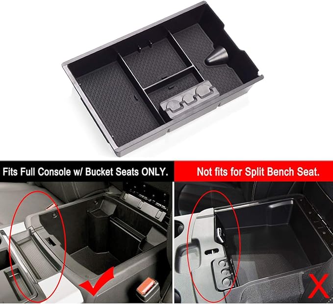 Jaronx For Dodge RAM Center Console Organizer, Storage Box for Dodge RAM 1500 (2009-2018) and 2500/3500 (2010-2018),Armrest Organizer Tray + Coin Holder (Full Console w/Bucket Seats ONLY)