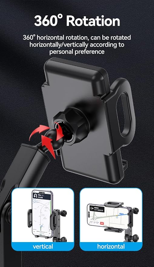 Car Phone Holder with Cup Holder Mount, 2 in 1 Universal Cup Holder Expander Adjustable Base with Phone Mount, Long Adjustable Arm with 360°Rotation Cup Holder ，Compatible with All Smartphones，Black