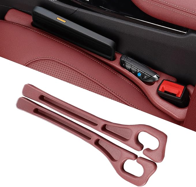 Car Seat Gap Filler Organizer of 2 – Universal Car Gap Seat Filler with Storage Pockets, No Drop Seat Guard for Phones, Keys & Cards, Car Accessories for Most Cars Trucks SUVs(Red)