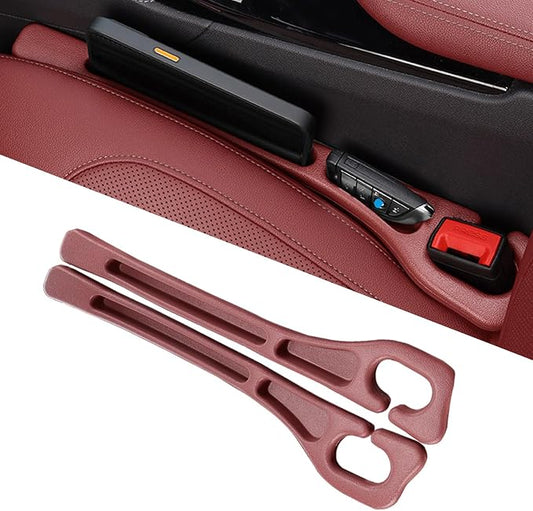 Car Seat Gap Filler Organizer of 2 – Universal Car Gap Seat Filler with Storage Pockets, No Drop Seat Guard for Phones, Keys & Cards, Car Accessories for Most Cars Trucks SUVs(Red)