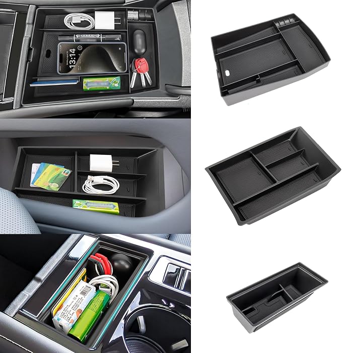 Center Console Organizer Compatible with 2024 2025 2026 VW Volkswagen Atlas Center Console Storage Box Interior Accessories(3PCS Center Console Tray)