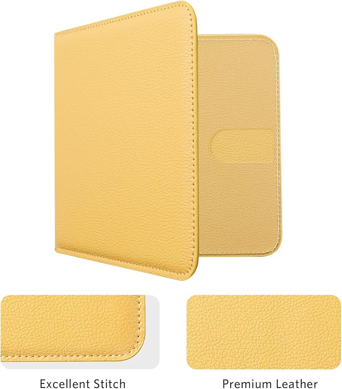 CoBak Car Registration and Insurance Holder - Small and Lightweight Vehicle Glove Box Car Organizer, Auto Truck Comparment Accessories Case for Essential Document, Driver License (Mustard Yellow)