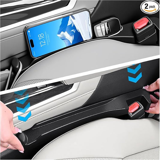 2PCS 3-in-1 Car Seat Gap Filler Organizer with Hooks & Storage Slots,Car Gap Seat Filler Console Catcher for Gaps Filling & Item Storage,Universal in Between Cars Seats Catcher