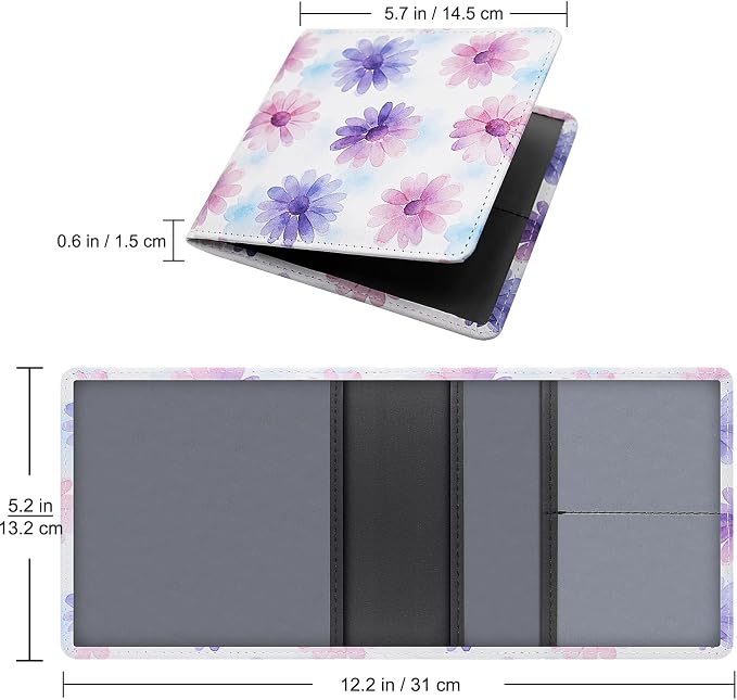 LumiMokki Car Registration and Insurance Holder, Leather Registration and Insurance Card Holder, Vehicle Glove Box Organizer - For Documents, Cards, License (Floral B)