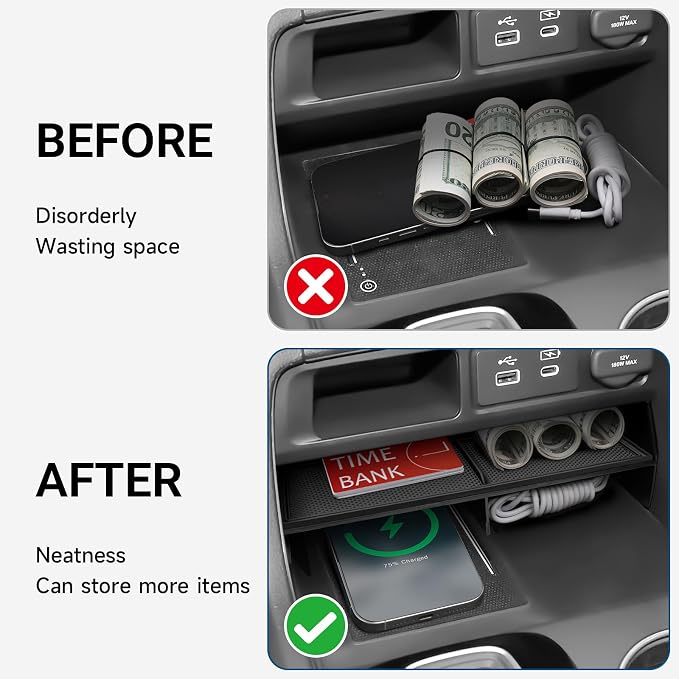 4PCS Center Console Organizer Compatible with Honda 2023 2024 2025 2026 Pilot ＆ 2026 Passport Accessories Armrest Hidden Storage Box Secondary Compartment Organizer Insert Secondary Tray