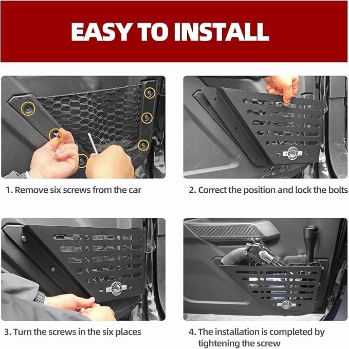 Front Door Storage Metal Box for Ford Bronco 2021-2024 Interior Storage Expansion Front Door Storage Pockets Side Insert Organizer Accessories (2-PCS)