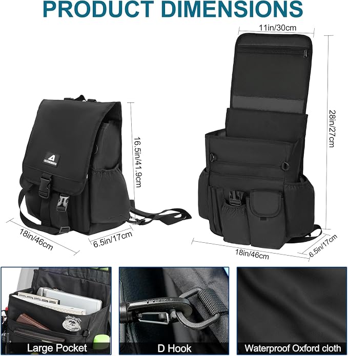 Car Front Seat Organizer,Back Seat Storage with Adjustable Straps & Buckles for Car File Organizer,Multi-Compartment Law Enforcement and Truck Seat Storage with Laptop Tablet Cup Holder