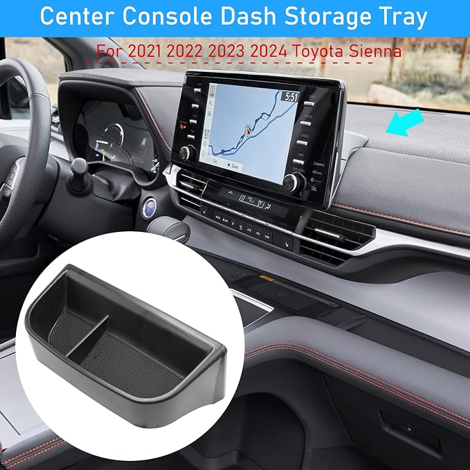 TTCR-II Compatible with Toyota Sienna Dash Organizer Tray 2021-2024, for Sienna Dash Console Organizer 2021-2024 Rear Screen Storage Tray (Not for 2025 Version)