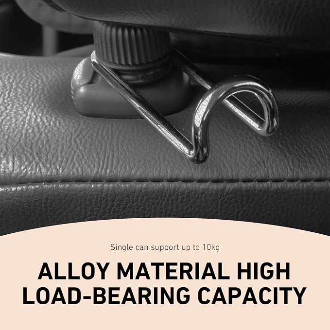 2 PCS Car Headrest Hooks, 10 KG Load Bearing Anti-slip Hanging Hanger, Rotatable Hidden Storage Hook, Universal Multifunction Seat Back Organizer for 0.47" - 0.59" Tube Diameter (Black)
