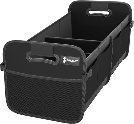 Sposuit Trunk Organizer for Car - 80L Collapsible Car Storage with 11 Pockets & Reinforced Handles, SUV Trunk Organizers for Grocery Cargo(Black)