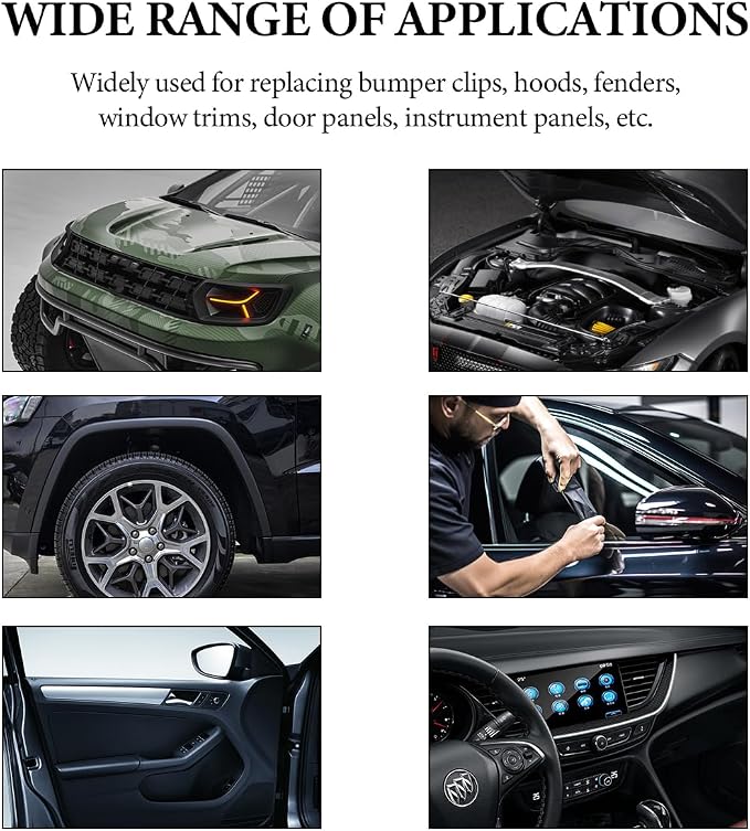 KVAEY 240PCS Car Dashboard Trim Clips, 12 Sizes Metal Dash Panel Retainer Auto Interior Trim Clips Kit, Universal U-Clip Trim Moulding Clip Fasteners Replacement for Most Cars