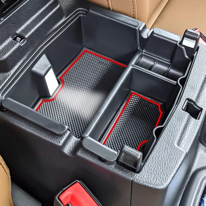 Center Console Organizer Compatible with Jeep Wrangler JL and JLU 2018-2023 2024 2025 Accessories, Gladiator JT Truck 2020 2021 2022-2025 Insert Tray Armrest Storage Box (Not for JK/JKU), Red