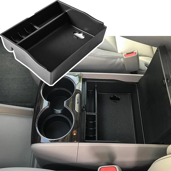 EDBETOS Center Console Organizer Tray Compatible with Toyota Sienna Accessories 2011-2015 2016 2017 2018 2019 2020 Secondary Armrest Storage Glove Box Dividers MPV ABS Black Materials (Black Trim)
