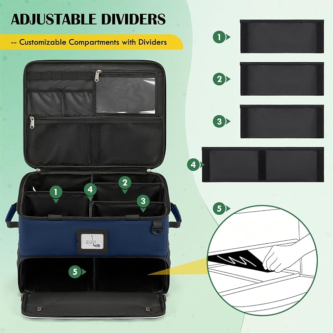 RAINSMORE Golf Trunk Organizer Golf Bag Organizers Golf Shoe Bag with Separate Ventilated Compartment for 2 Pair Shoes Golf Accessories for Balls, Gloves, Clothes
