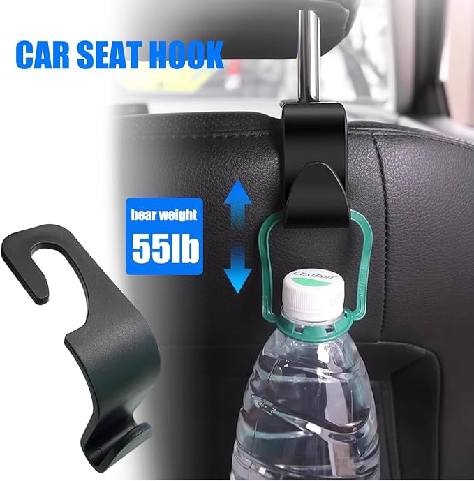 10 Pcs Bling Car Interior Accessories - Universal Headrest Hooks, Start Button Rings, Coasters and Cup Holder Inserts