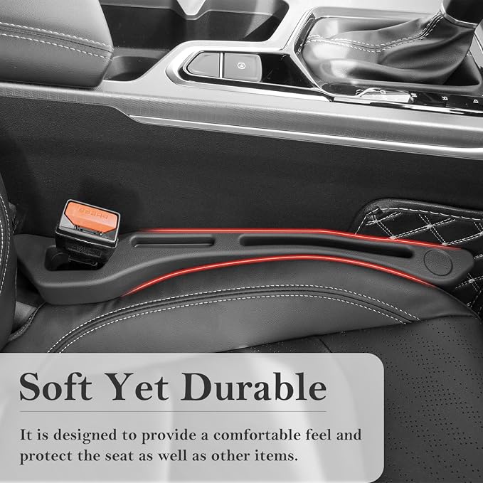 Car Seat Gap Filler 2-Pack, Universal Car Seat Gap Filler Organizer, Seat Gap Plug – Fills Gap Between Seat & Console (Premium Black)