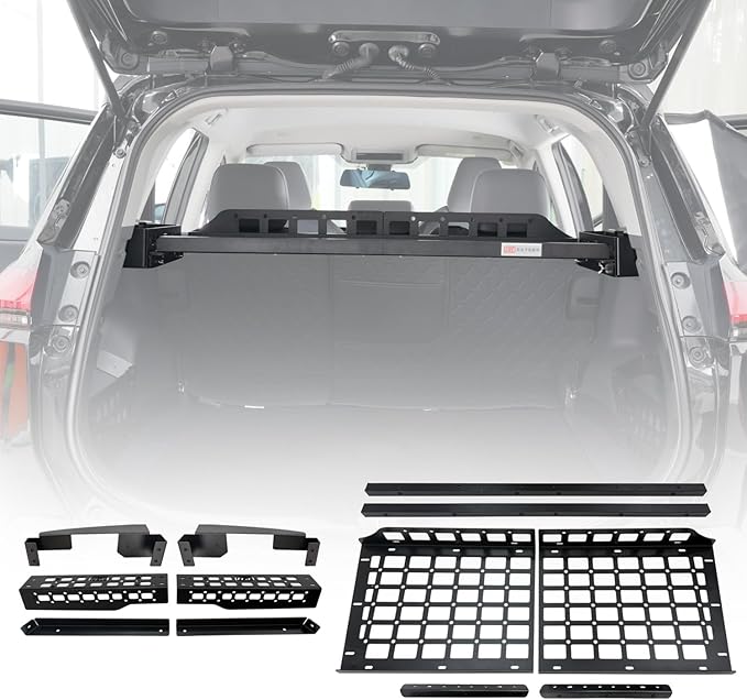 HIGH FLYING for Toyota RAV4 2026 2027 Interior Storage Molle Panel Cargo Shelf Trunk Organizer Luggage Carrier Rack Modular System Aluminum (Middle Shelf)