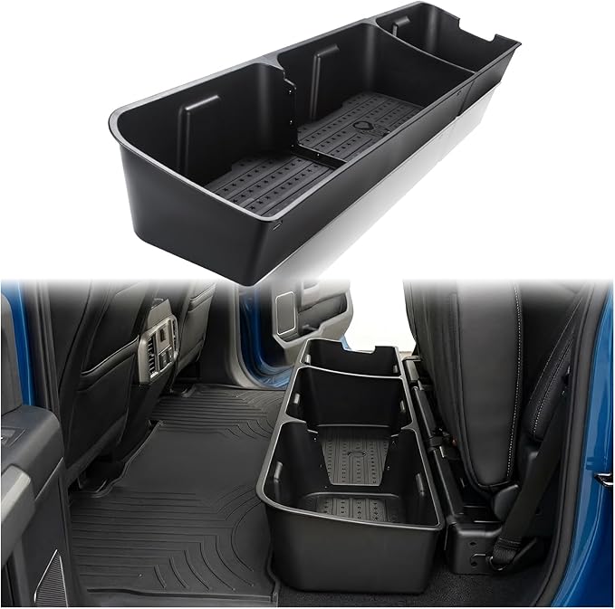MAXDOM Under Seat Storage Fit for (2015-2026) F150 SuperCrew/Crew Cab (2017-2026) F250 F350 F450 F550 Super Duty Rear Underseat Organizer Box