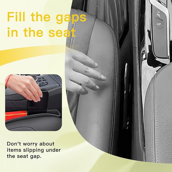 2PCS New Car Seat Gap Stopper with 2 Storage Areas，Car Seat Gap Storage Organizer for Phone Keys Wallet，Universal Car Seat Gap Filler Interior Accessories (Brown)