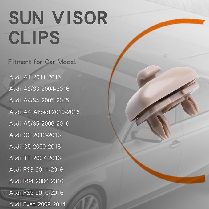 2PCS Inner Sun Visor Clips, Upgraded Car Visor Holder Hook Compatible with Audi A1 A3 A4 A5 Q3 Q5 S3 S4 S5 TT, OEM: 8U0857562A (Beige)