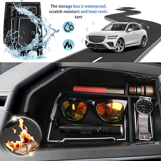 SHAOHAO 2024 2025 GV70 Center Console Organizer for 2022 2023 2024 2025 Genesis GV70 Accessories Tray, 2022-2025 GV70 2.5T/3.5T Armrest Storage Box Center Console Tray for Genesis GV70 2023 2024 2025