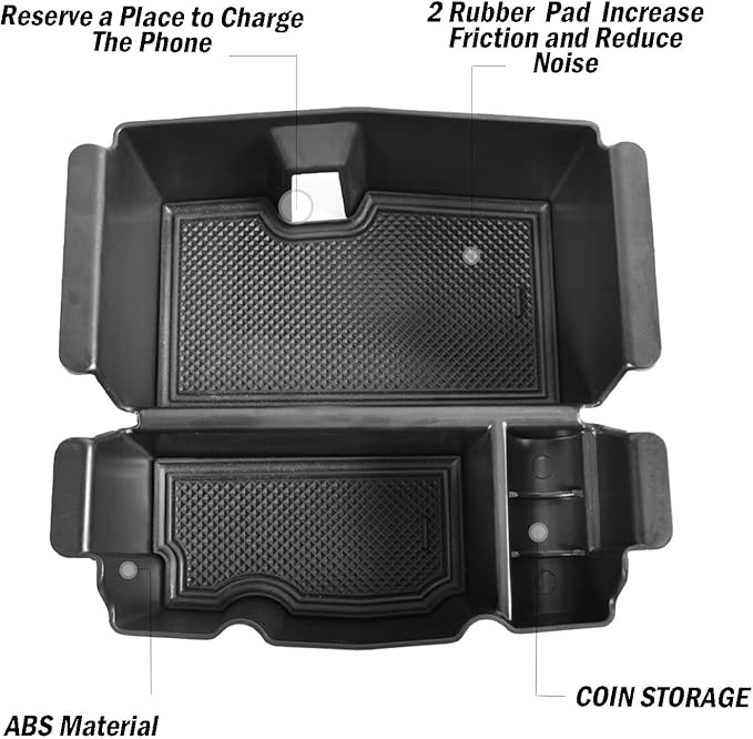 Center Console Organizer Compatible with Jeep Wrangler JL & JLU 2018 2019-2024 2025 2026 Accessories, Gladiator JT Truck 2020 2021 2022 2023-2026 Insert Tray Armrest Storage Box, Black